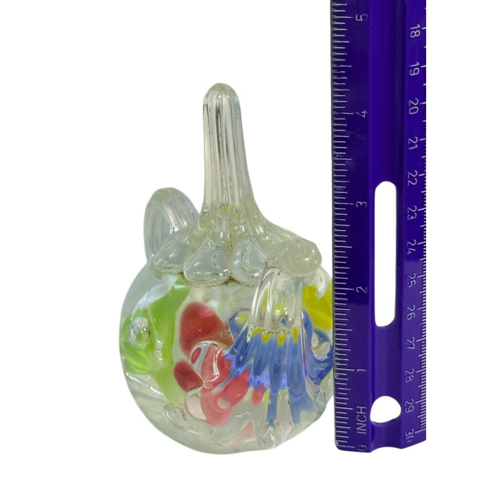 Vtg Joe St Clair‎ art glass teapot paperweight ring holder Pastel flowers - Picture 9 of 11